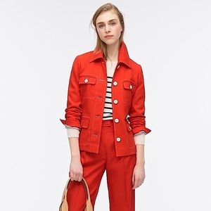 J CREW Wool Tailored Jacket Sz Medium Blazer w/Contrast Stitch Retro New w/ Flaw